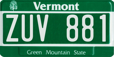 VT license plate ZUV881