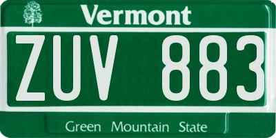 VT license plate ZUV883