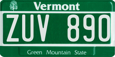 VT license plate ZUV890