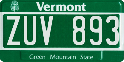 VT license plate ZUV893