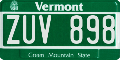 VT license plate ZUV898