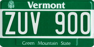VT license plate ZUV900