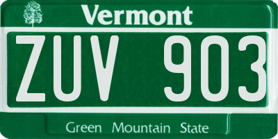 VT license plate ZUV903