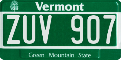 VT license plate ZUV907