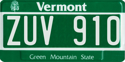 VT license plate ZUV910