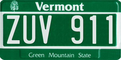 VT license plate ZUV911
