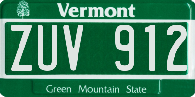 VT license plate ZUV912
