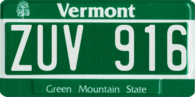 VT license plate ZUV916