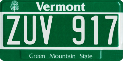 VT license plate ZUV917