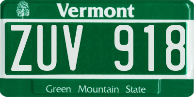 VT license plate ZUV918