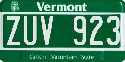 VT license plate ZUV923