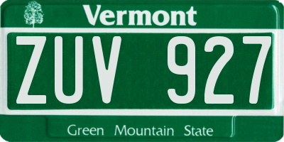 VT license plate ZUV927