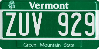 VT license plate ZUV929