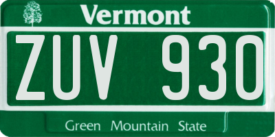VT license plate ZUV930