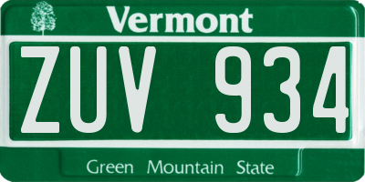 VT license plate ZUV934