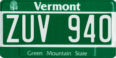 VT license plate ZUV940