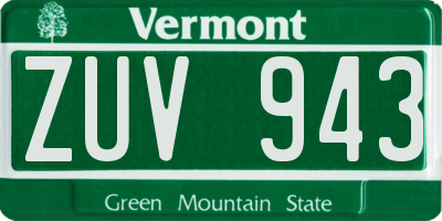 VT license plate ZUV943