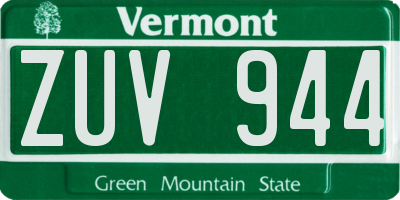 VT license plate ZUV944