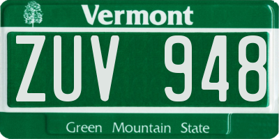 VT license plate ZUV948