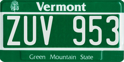 VT license plate ZUV953
