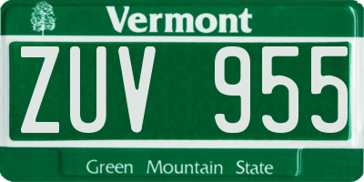VT license plate ZUV955