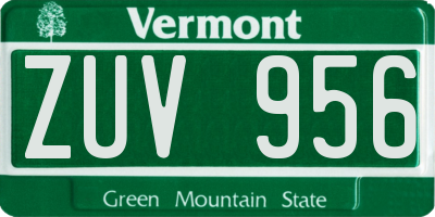 VT license plate ZUV956