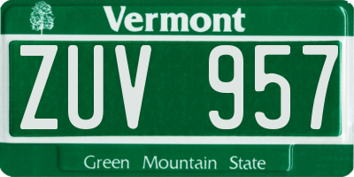 VT license plate ZUV957