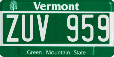 VT license plate ZUV959