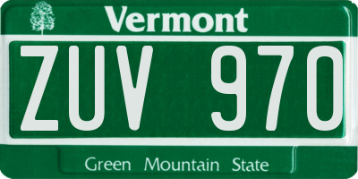 VT license plate ZUV970