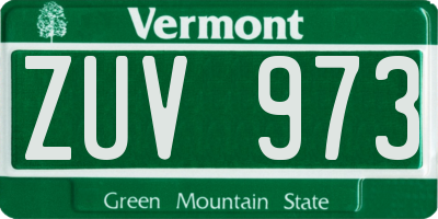 VT license plate ZUV973