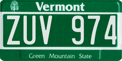 VT license plate ZUV974