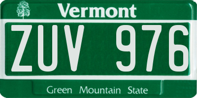VT license plate ZUV976