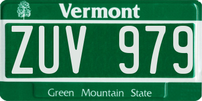 VT license plate ZUV979