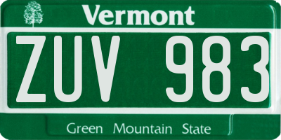 VT license plate ZUV983