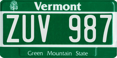 VT license plate ZUV987