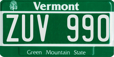 VT license plate ZUV990