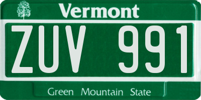 VT license plate ZUV991