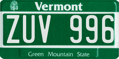 VT license plate ZUV996