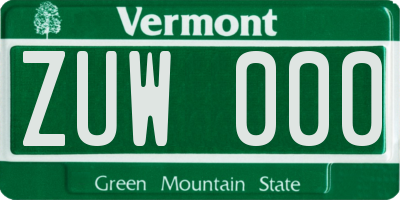 VT license plate ZUW000