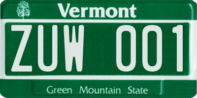 VT license plate ZUW001
