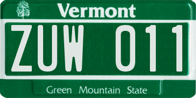 VT license plate ZUW011
