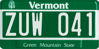 VT license plate ZUW041