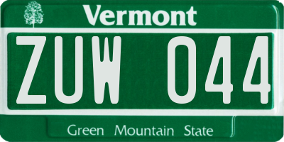 VT license plate ZUW044