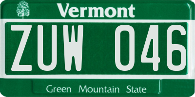 VT license plate ZUW046