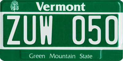 VT license plate ZUW050