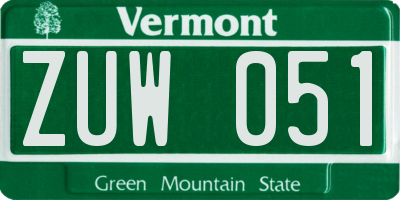 VT license plate ZUW051