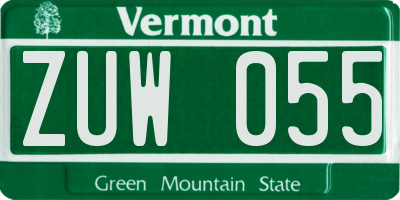VT license plate ZUW055