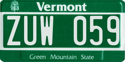 VT license plate ZUW059