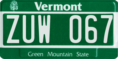 VT license plate ZUW067