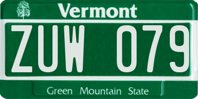 VT license plate ZUW079
